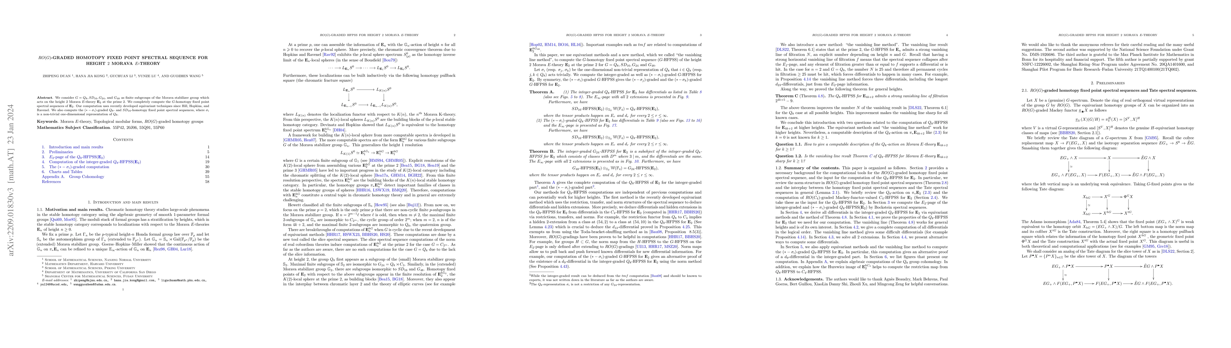 Thumbnail for $RO(G)$-graded homotopy fixed point spectral sequence for height $2$
  Morava $E$-theory