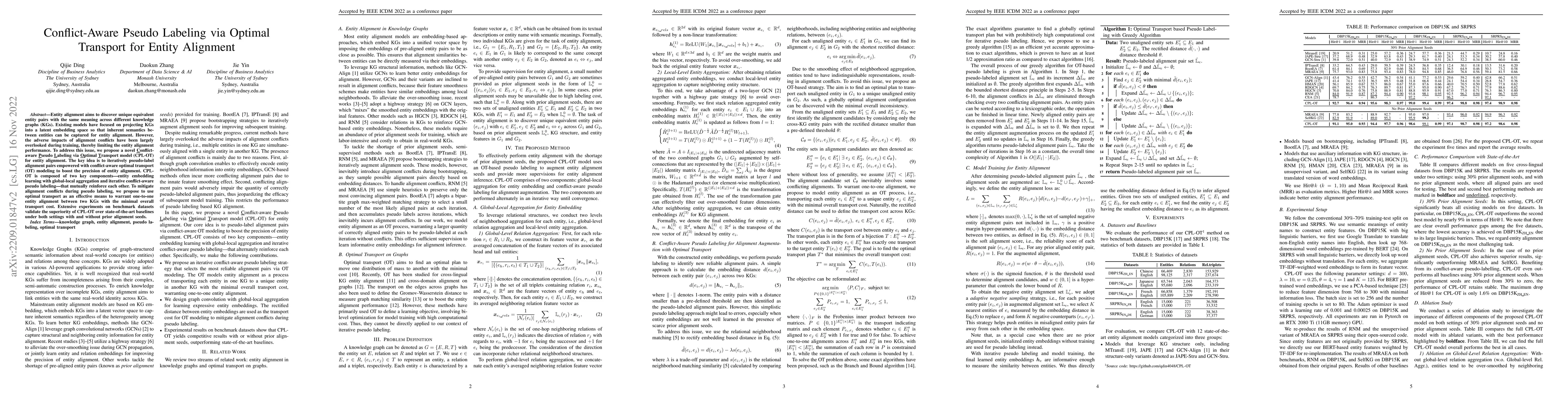 Thumbnail for Conflict-Aware Pseudo Labeling via Optimal Transport for Entity
  Alignment