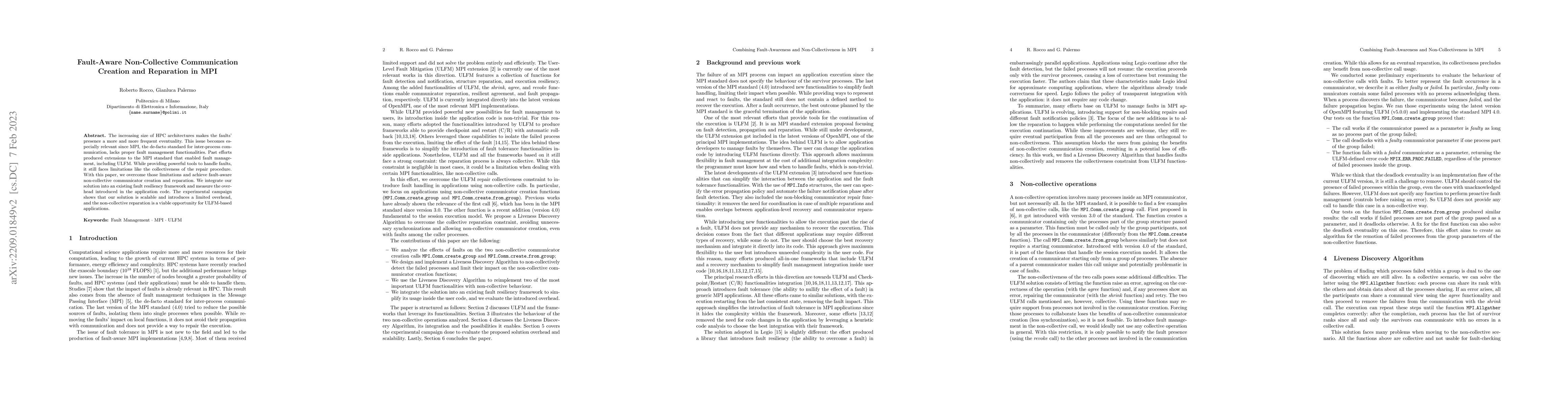 Thumbnail for Fault-Aware Non-Collective Communication Creation and Reparation in MPI
