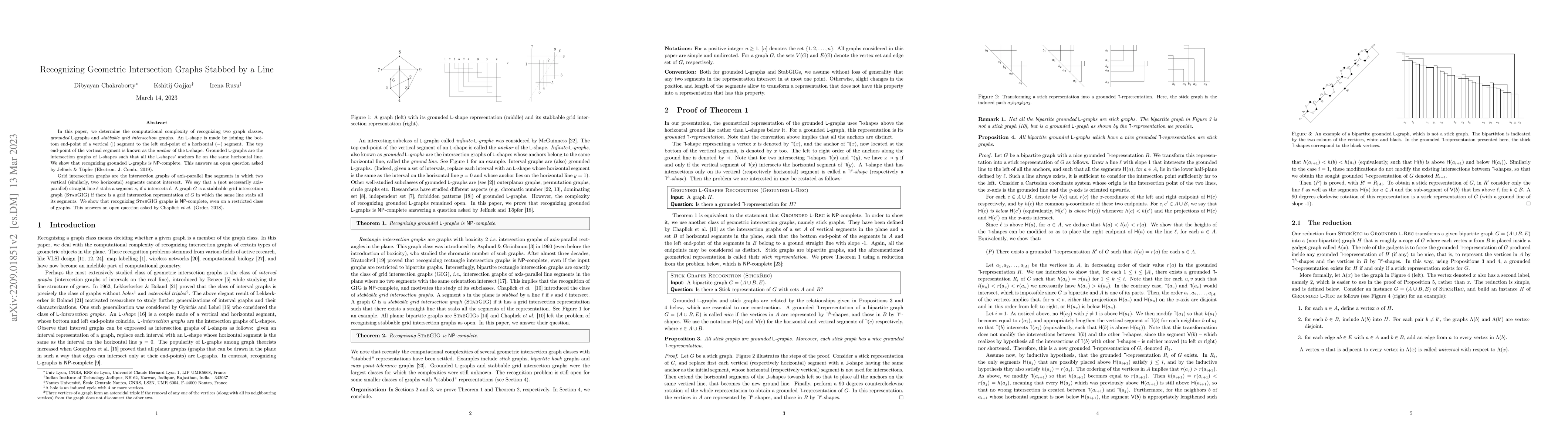 Thumbnail for Recognizing Geometric Intersection Graphs Stabbed by a Line