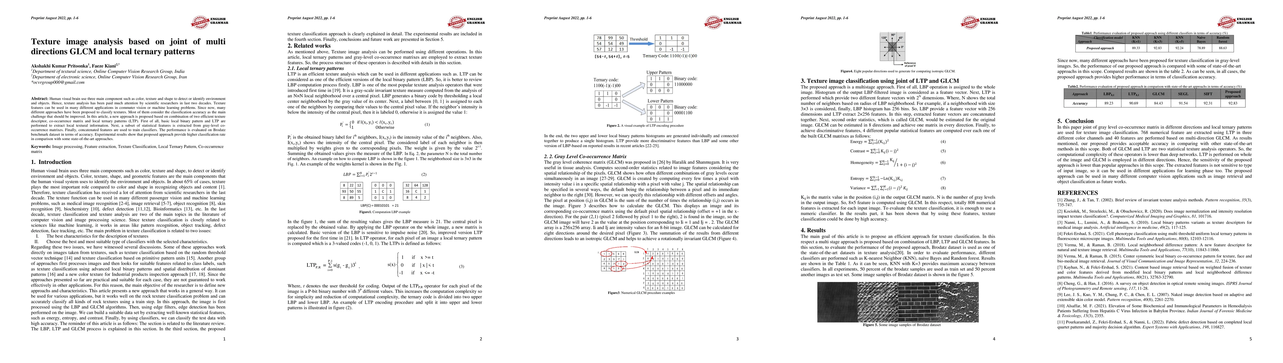 Thumbnail for Texture image analysis based on joint of multi directions GLCM and local
  ternary patterns