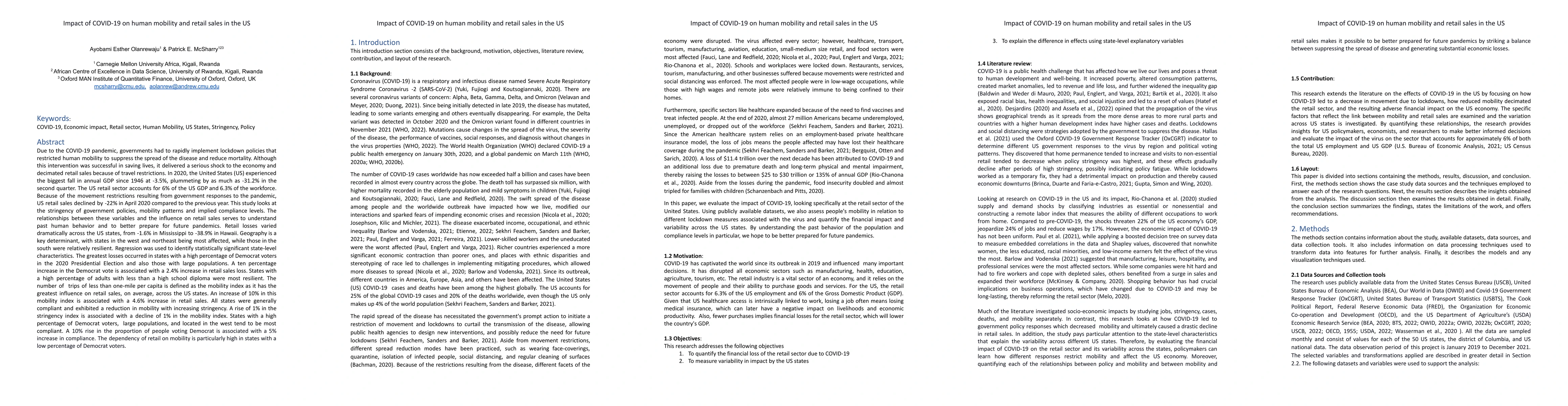 Thumbnail for Impact of COVID-19 on human mobility and retail sales in the US