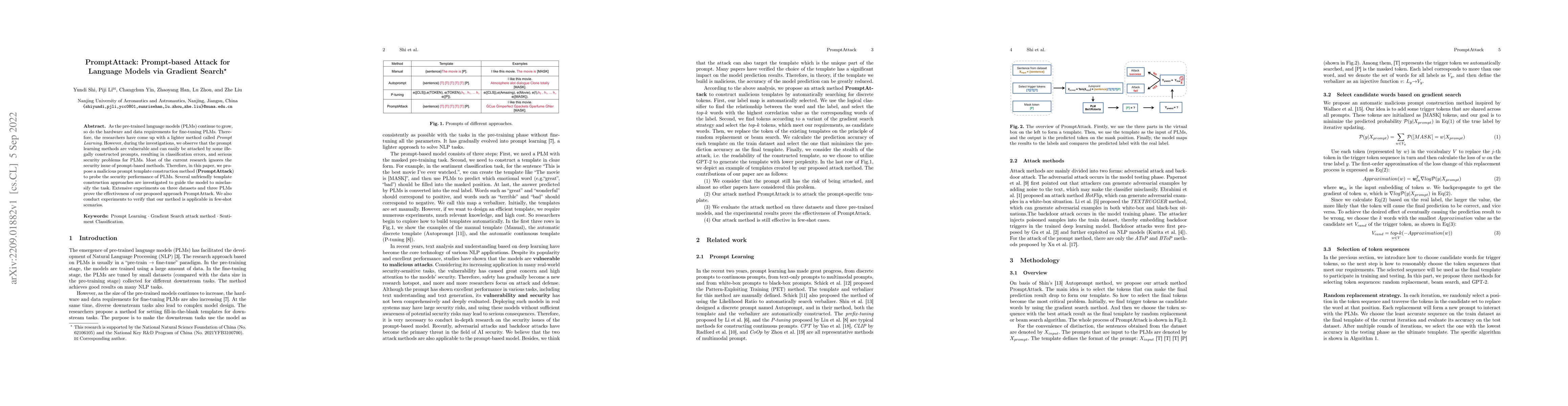 Thumbnail for PromptAttack: Prompt-based Attack for Language Models via Gradient
  Search