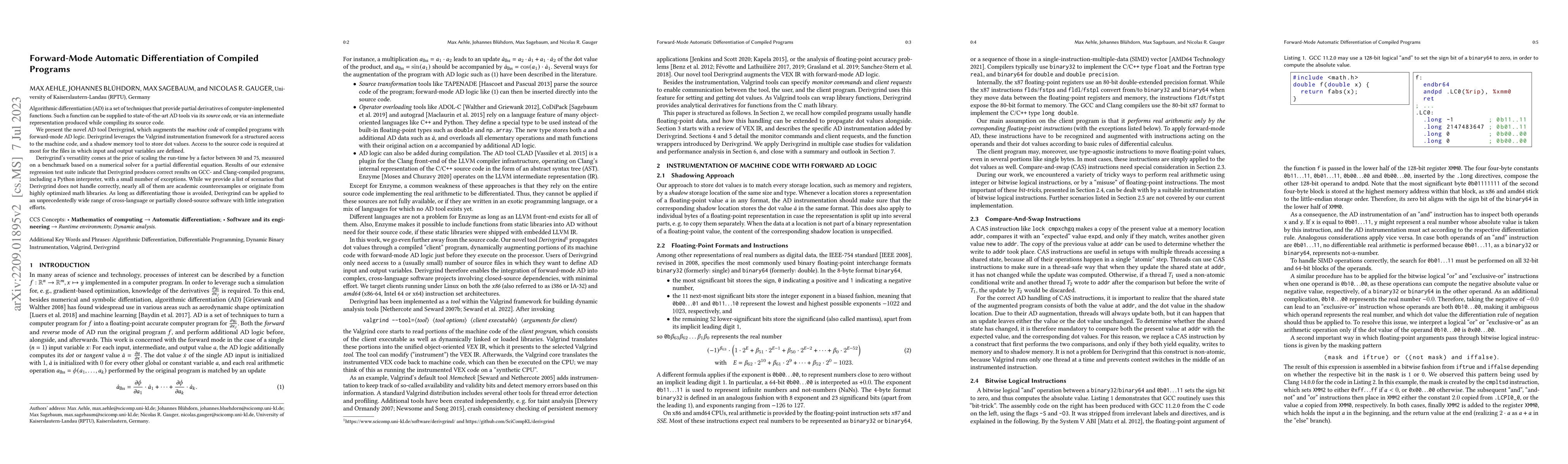 Thumbnail for Forward-Mode Automatic Differentiation of Compiled Programs