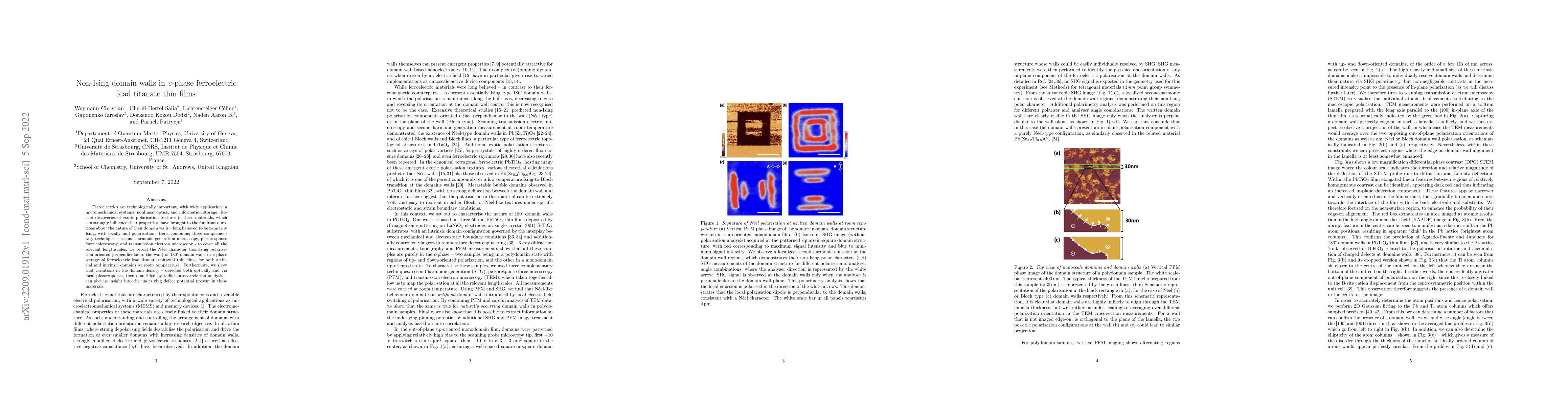 Thumbnail for Non-Ising domain walls in c-phase ferroelectric lead titanate thin films