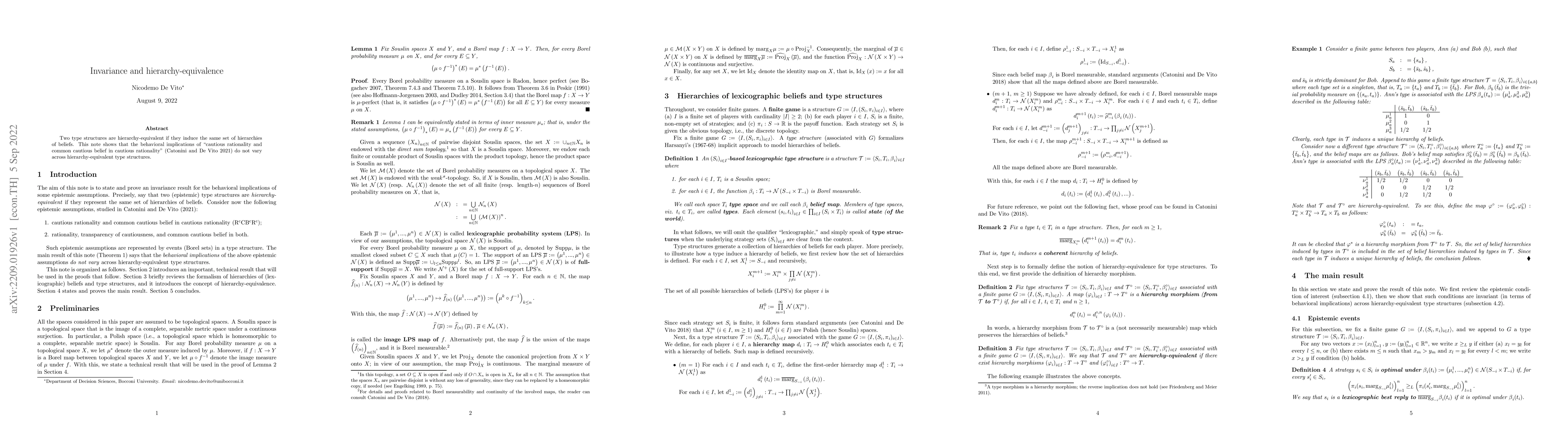 Thumbnail for Invariance and hierarchy-equivalence