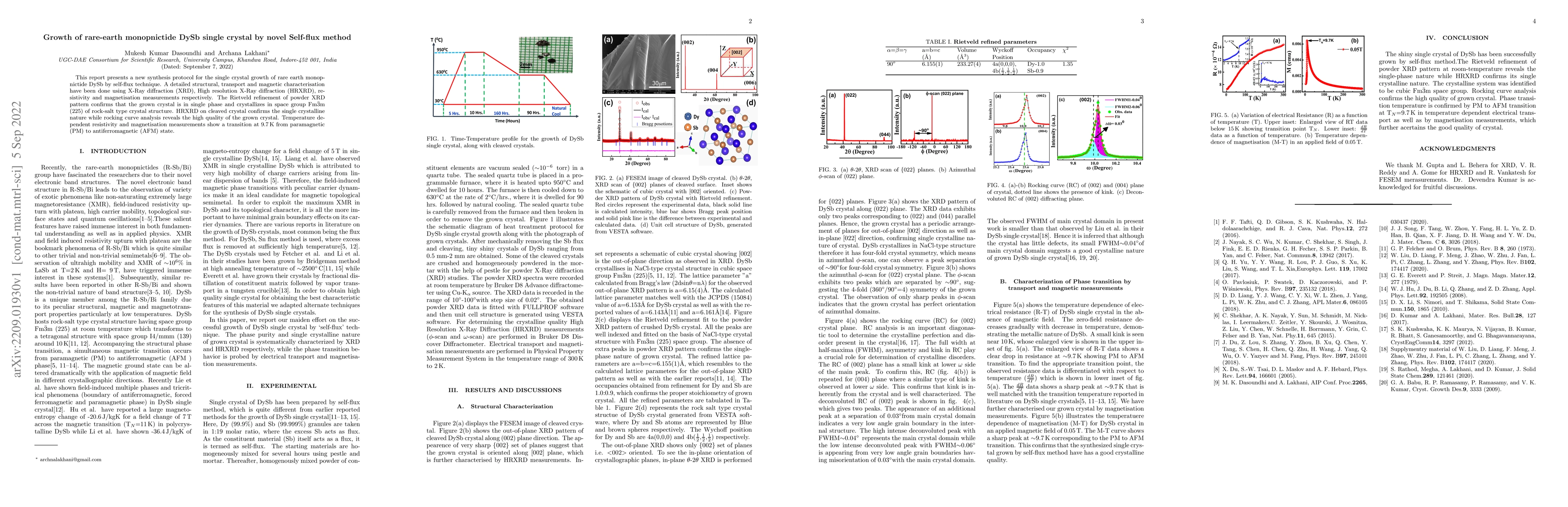 Thumbnail for Growth of rare-earth monopnictide DySb single crystal by novel Self-flux
  method
