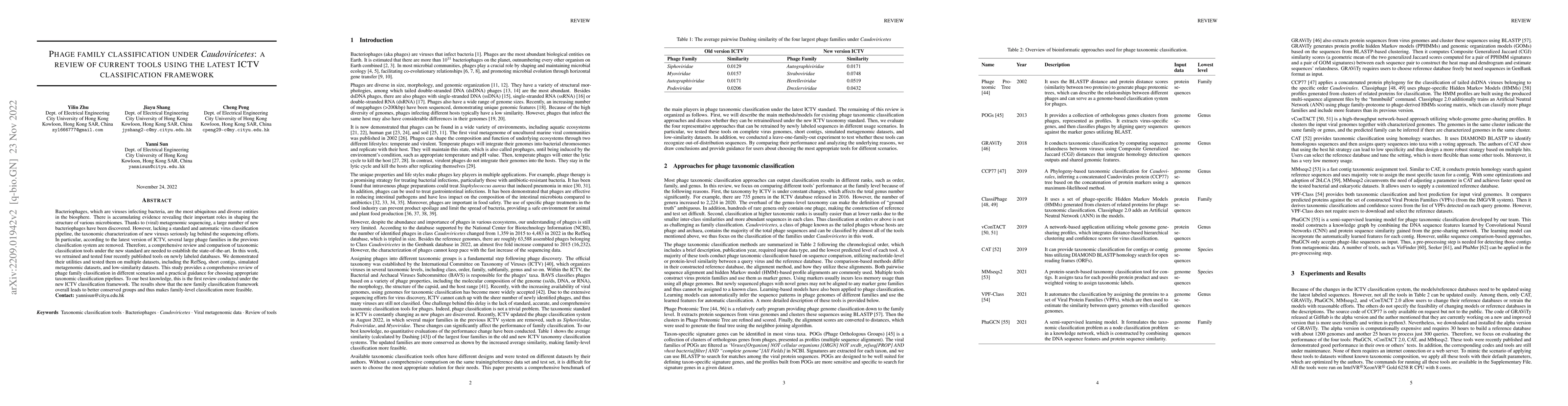 Thumbnail for Phage family classification under Caudoviricetes: a review of current
  tools using the latest ICTV classification framework