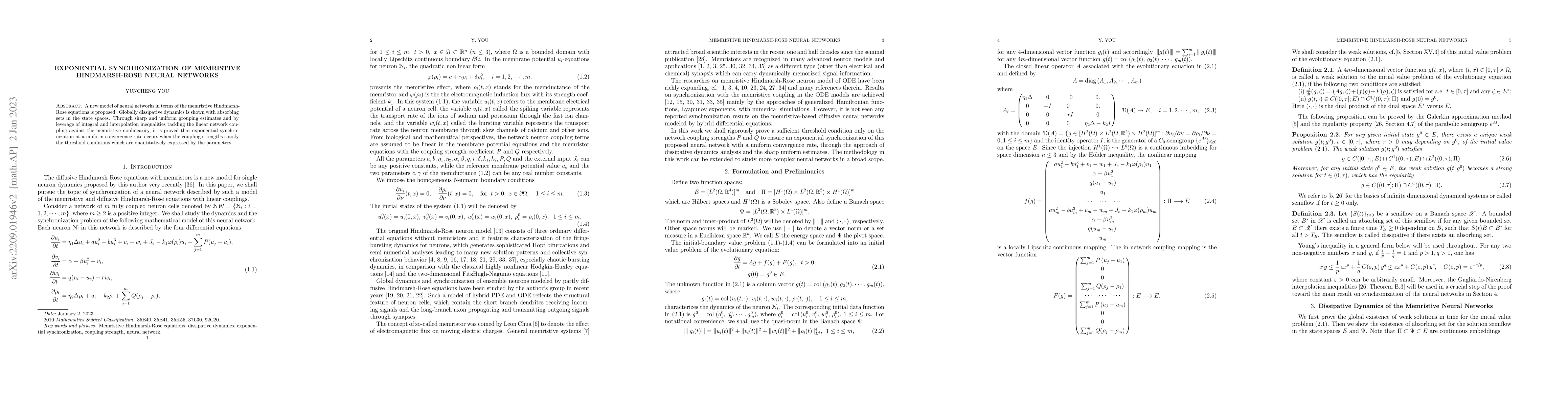 Thumbnail for Exponential Synchronization of Memristive HIndmarsh-Rose Neural Networks