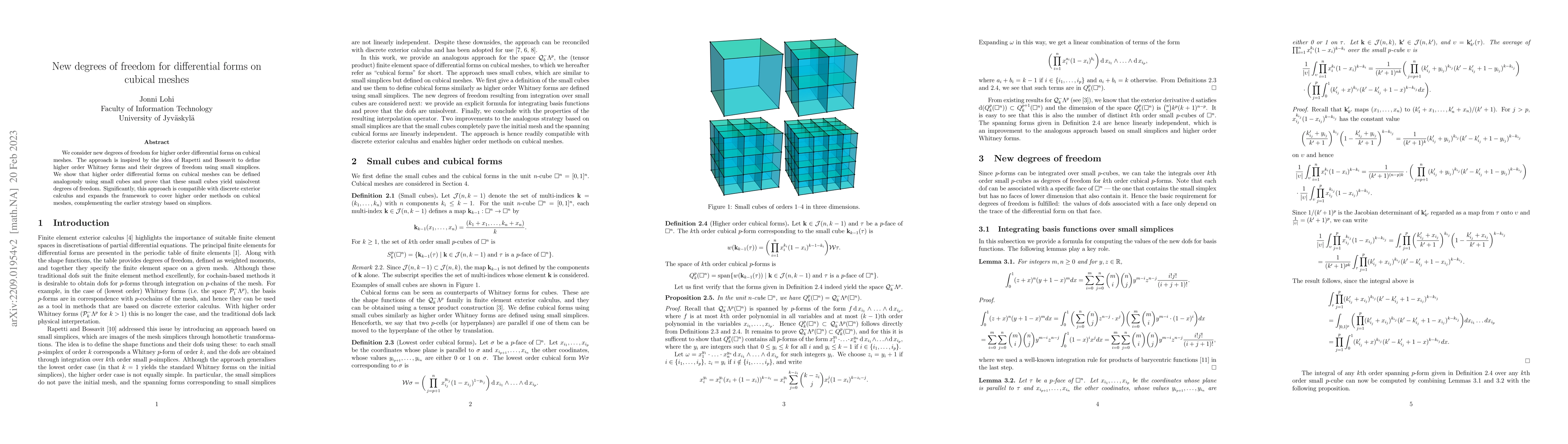 Thumbnail for New degrees of freedom for differential forms on cubical meshes
