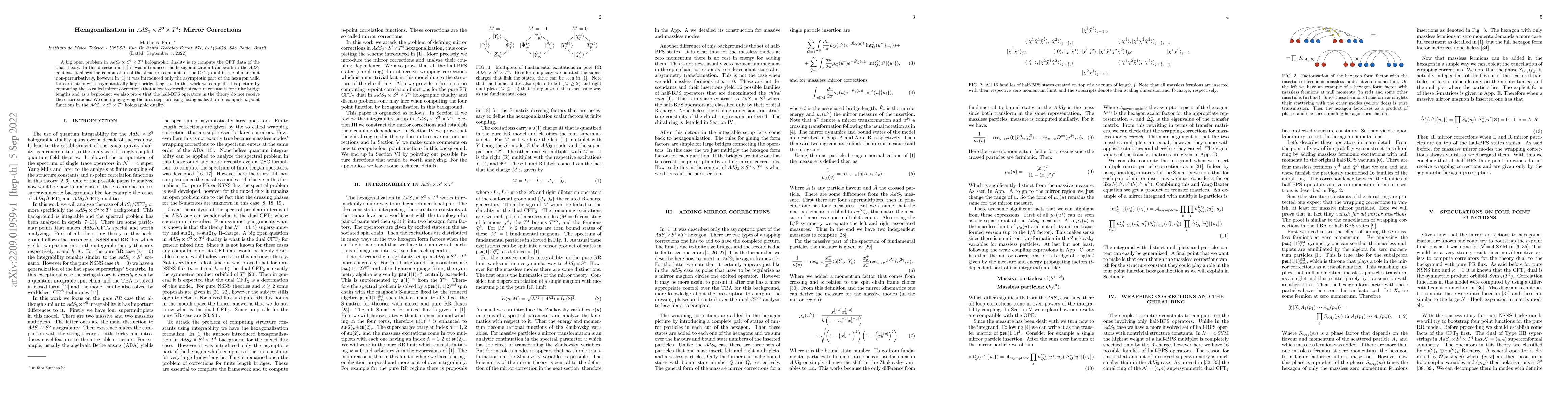 Thumbnail for Hexagonalization in $AdS_3 \times S^3 \times T^4$: Mirror Corrections