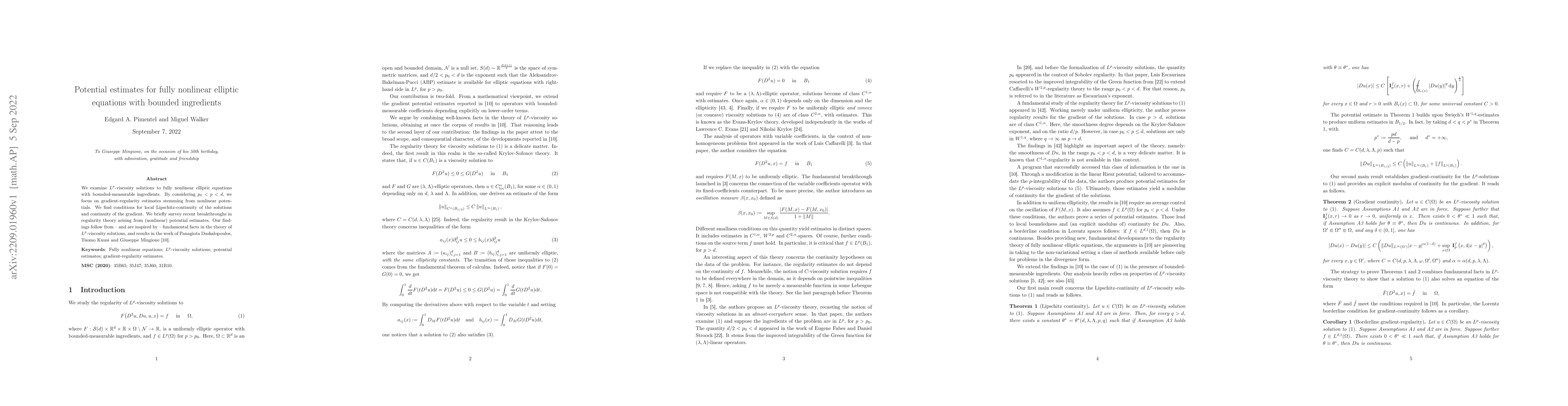 Thumbnail for Potential estimates for fully nonlinear elliptic equations with bounded
  ingredients