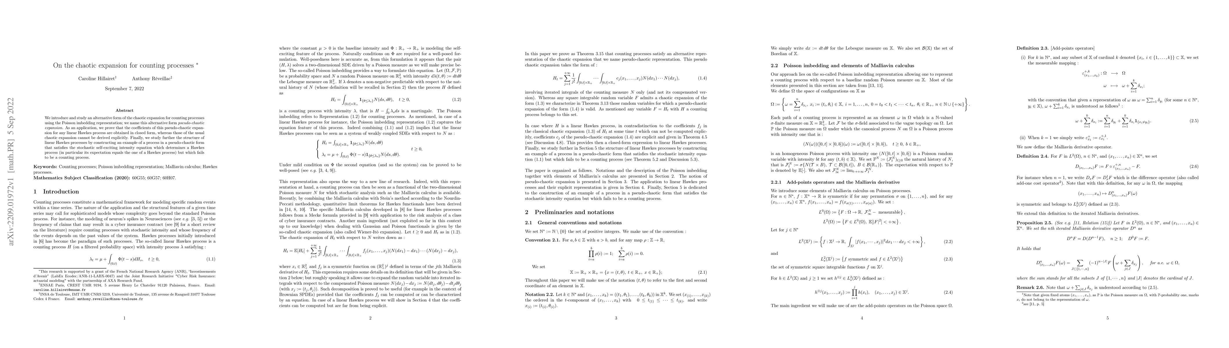 Thumbnail for On the chaotic expansion for counting processes