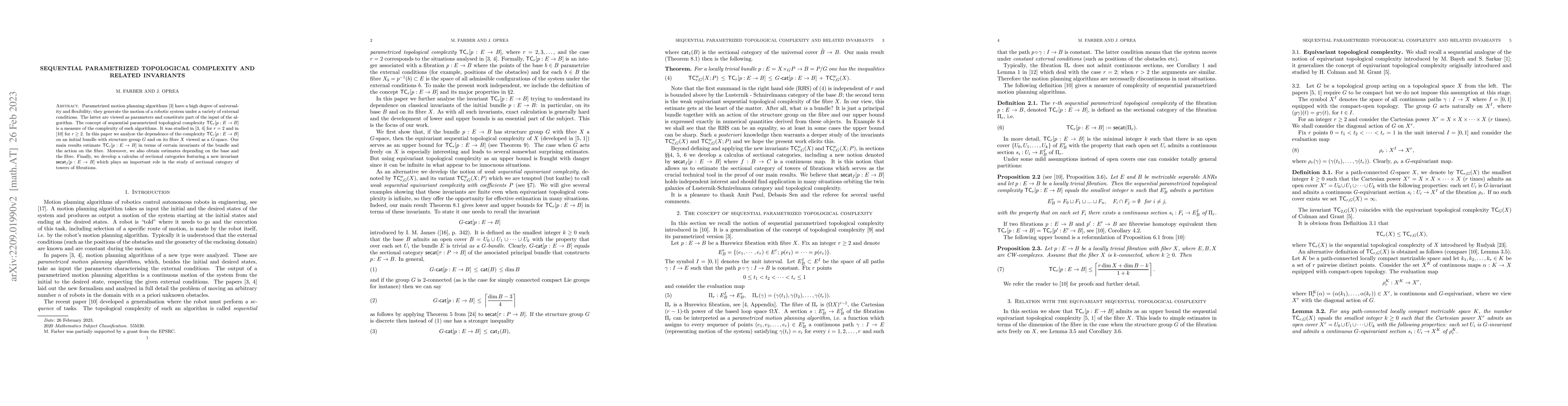 Thumbnail for Sequential parametrized topological complexity and related invariants