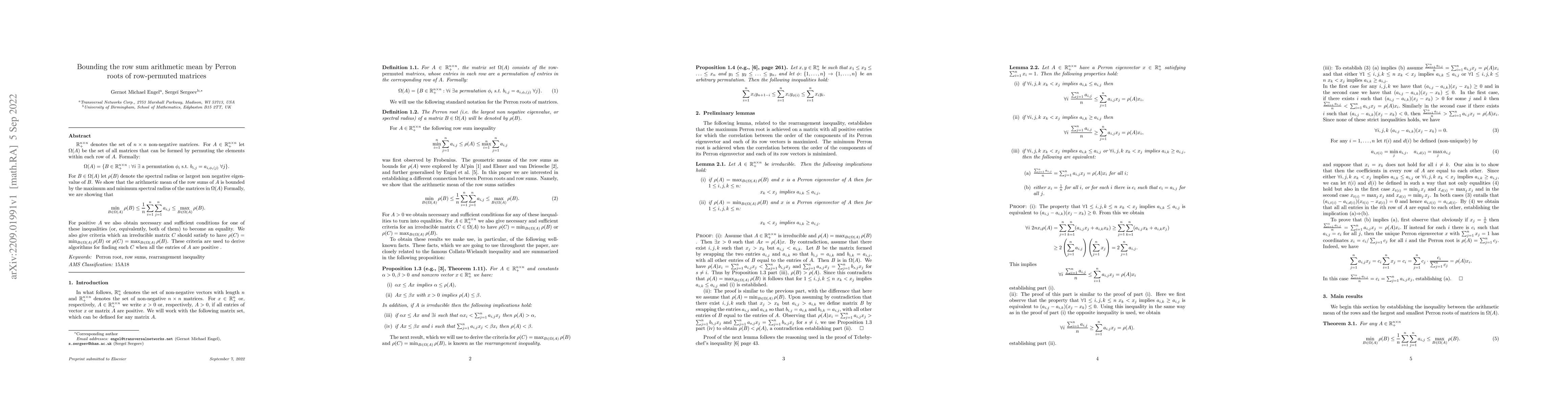 Thumbnail for Bounding the row sum arithmetic mean by Perron roots of row-permuted
  matrices