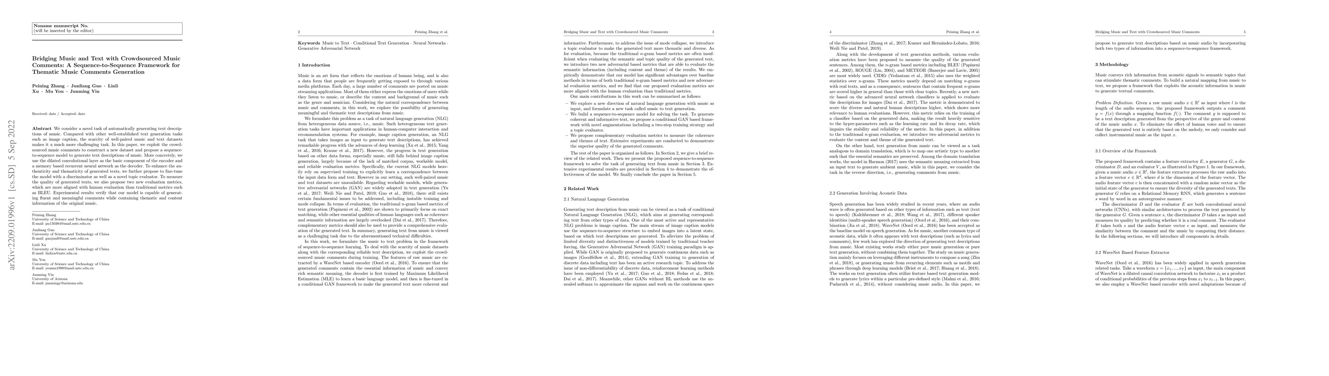 Thumbnail for Bridging Music and Text with Crowdsourced Music Comments: A
  Sequence-to-Sequence Framework for Thematic Music Comments Generation