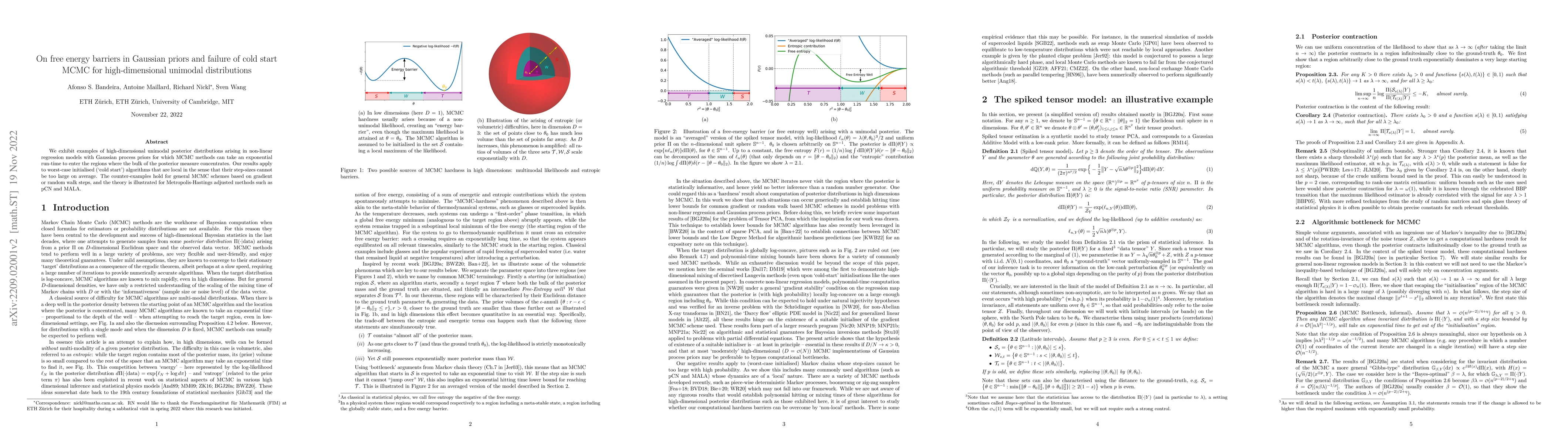 Thumbnail for On free energy barriers in Gaussian priors and failure of cold start
  MCMC for high-dimensional unimodal distributions