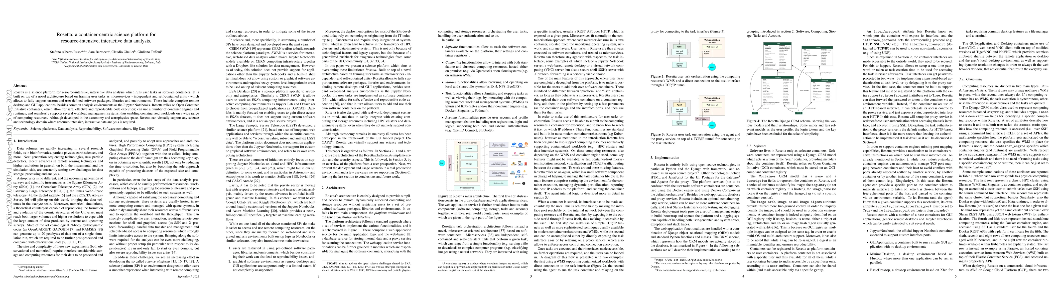 Thumbnail for Rosetta: a container-centric science platform for resource-intensive,
  interactive data analysis