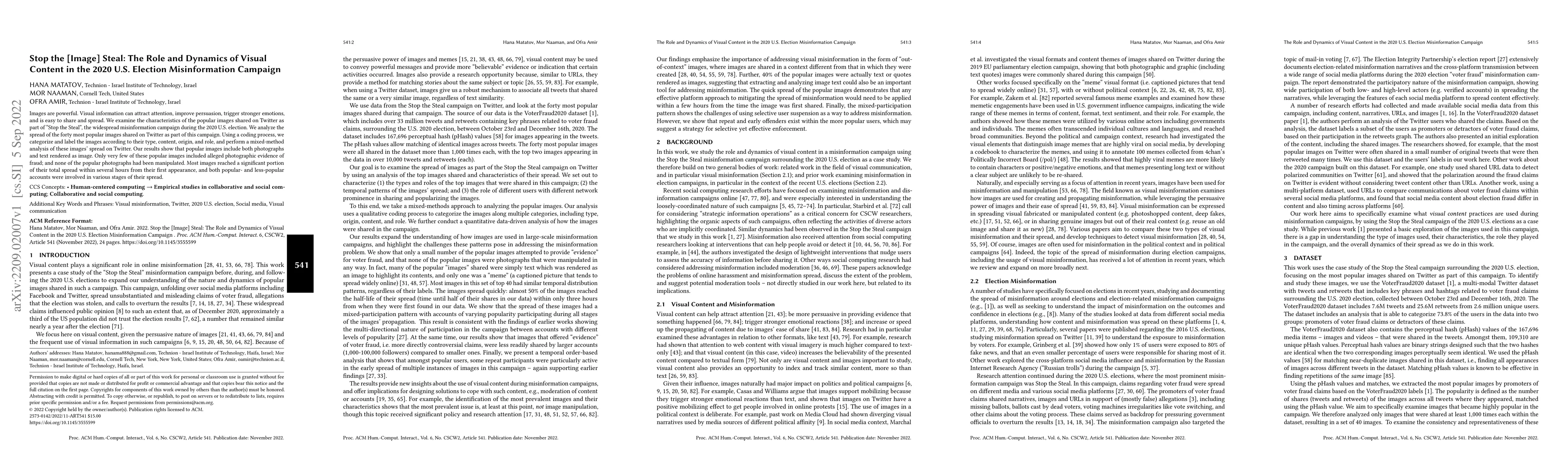 Thumbnail for Stop the [Image] Steal: The Role and Dynamics of Visual Content in the
  2020 U.S. Election Misinformation Campaign