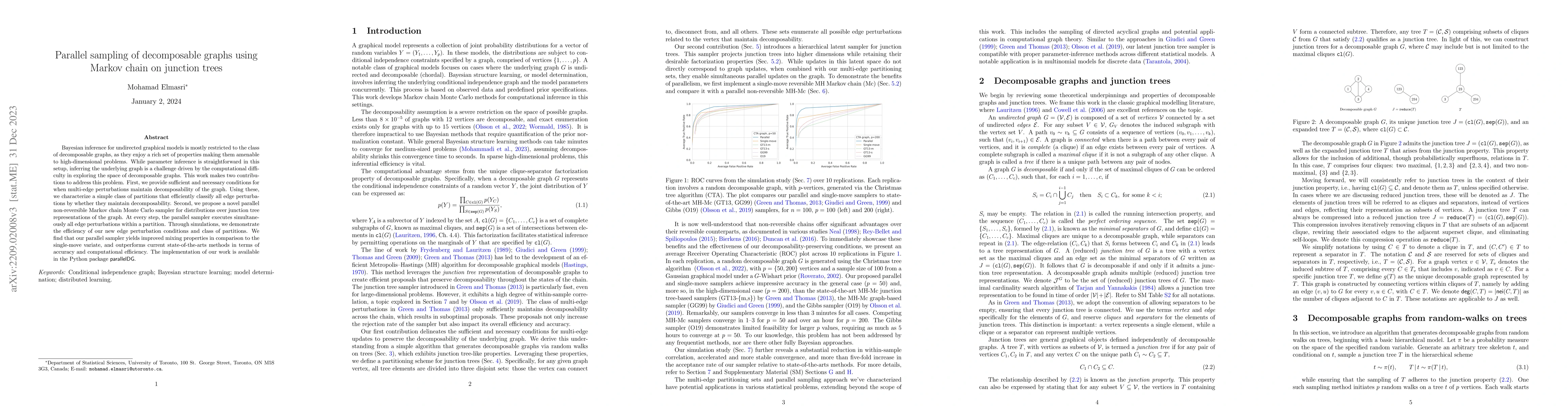 Thumbnail for Parallel sampling of decomposable graphs using Markov chain on junction
  trees