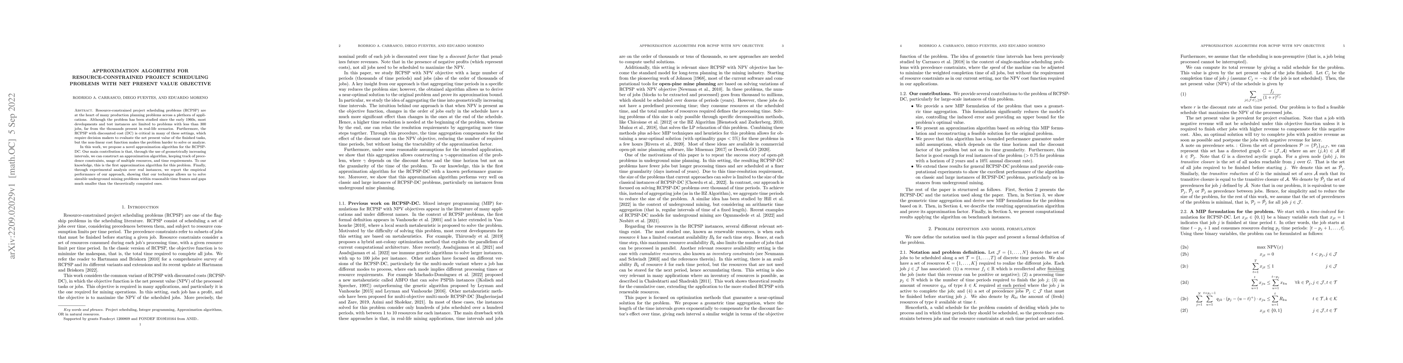 Thumbnail for Approximation algorithm for resource-constrained project scheduling
  problems with net present value objective
