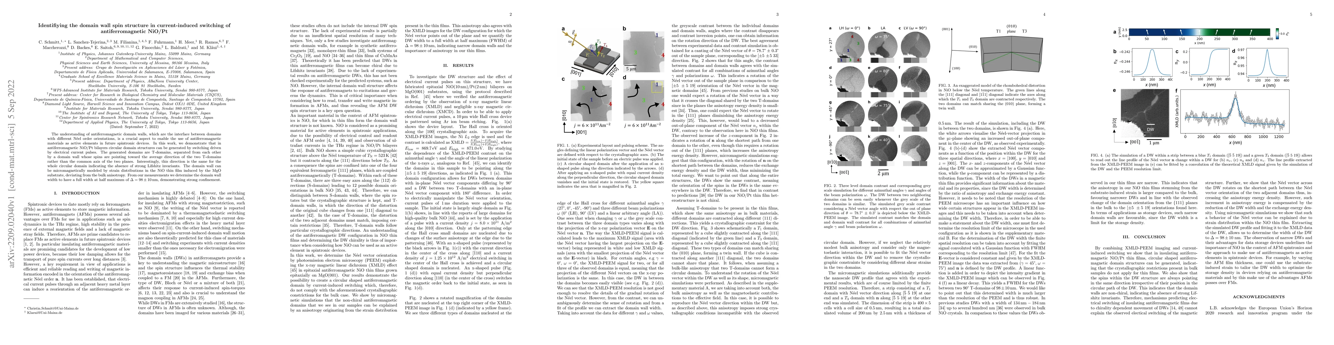 Thumbnail for Identifiying the domain wall spin structure in current-induced switching
  of antiferromagnetic NiO/Pt