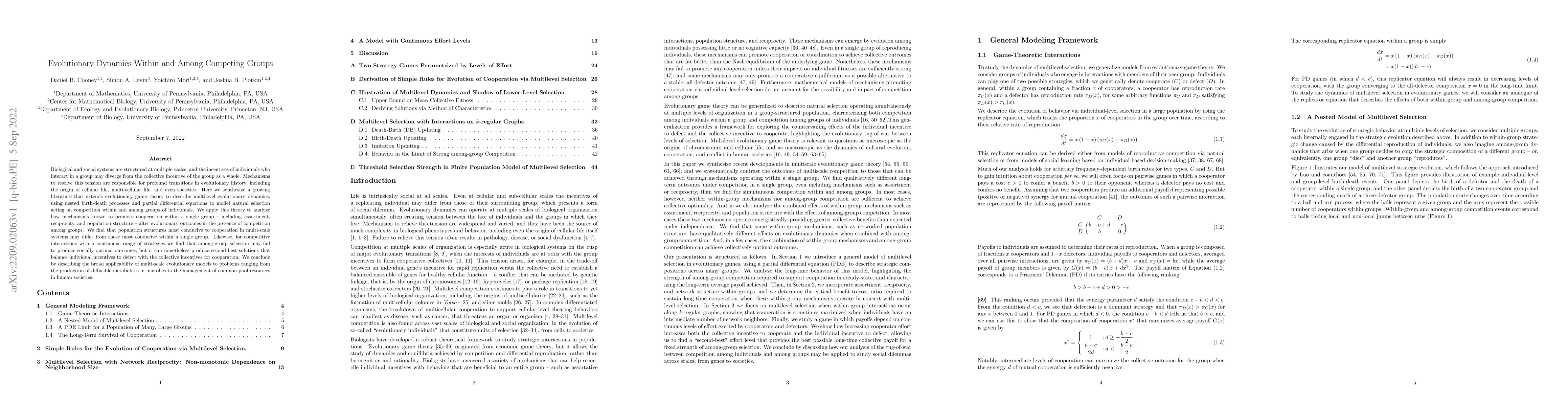 Thumbnail for Evolutionary Dynamics Within and Among Competing Groups