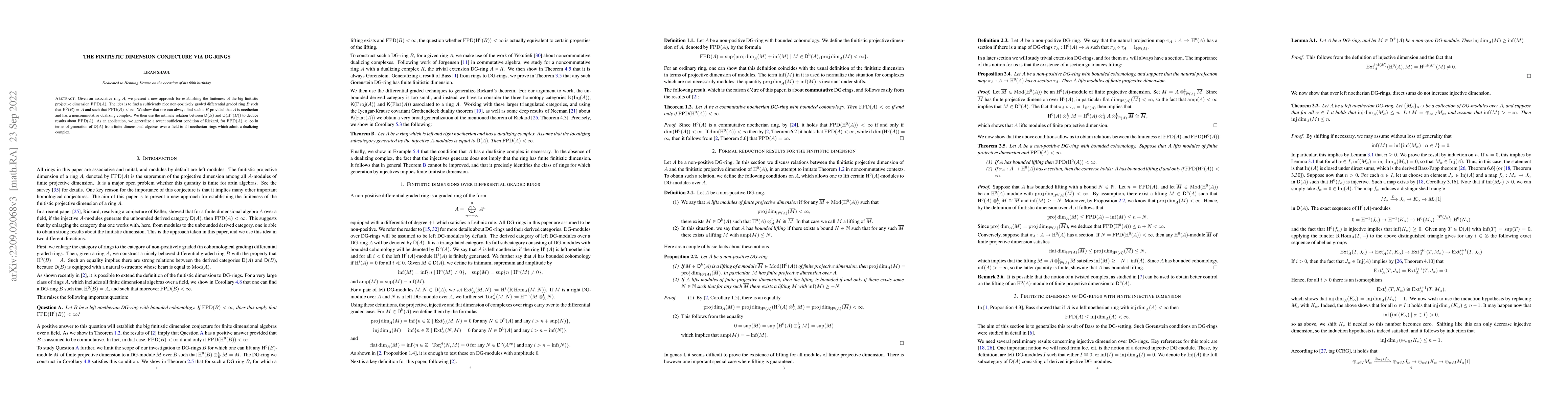 Thumbnail for The finitistic dimension conjecture via DG-rings