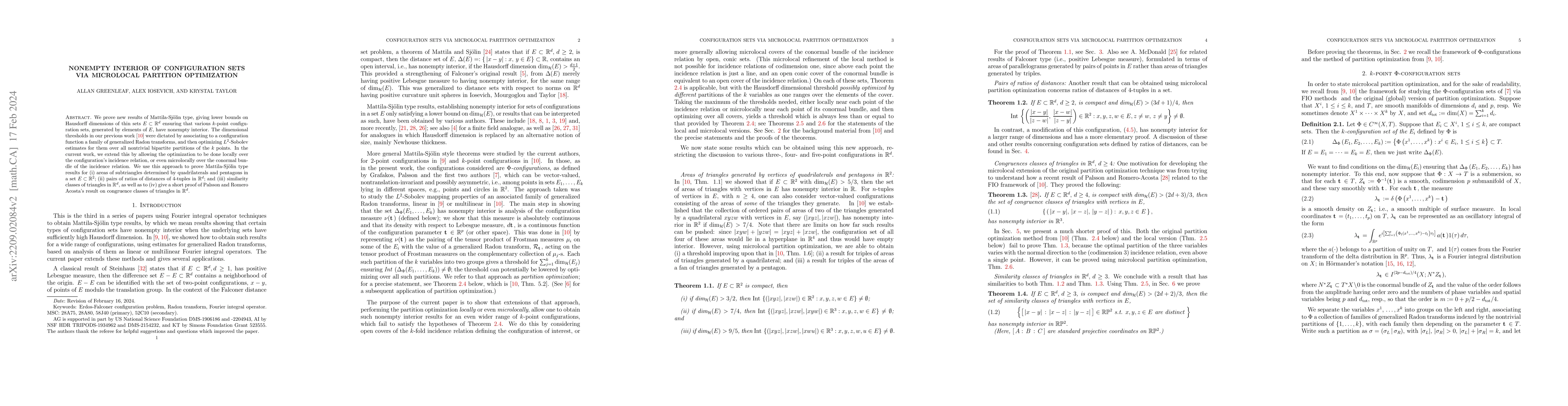Thumbnail for Nonempty interior of configuration sets via microlocal partition
  optimization