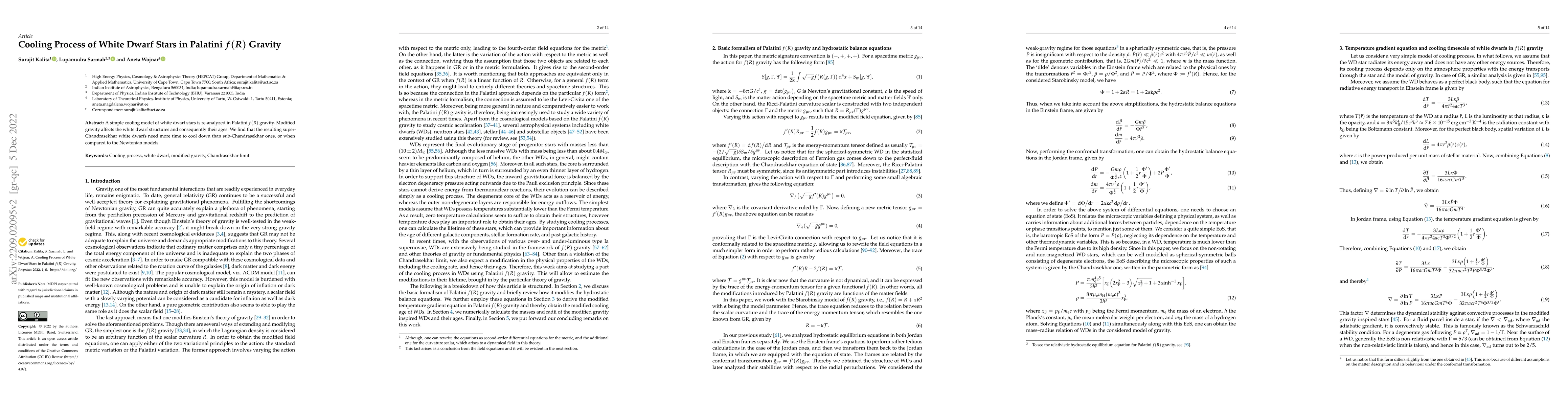 Thumbnail for Cooling Process of White Dwarf Stars in Palatini $f(R)$ Gravity