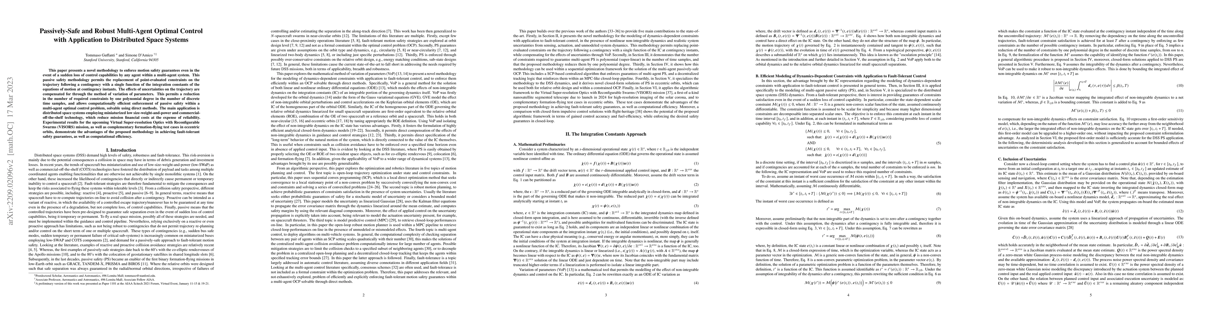 Thumbnail for Passively-Safe and Robust Multi-Agent Optimal Control with Application
  to Distributed Space Systems