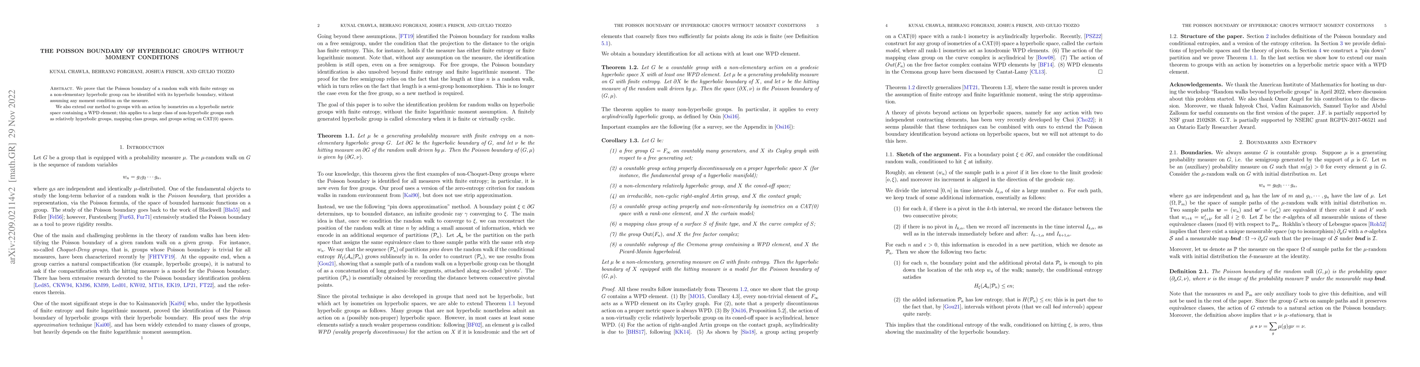 Thumbnail for The Poisson boundary of hyperbolic groups without moment conditions