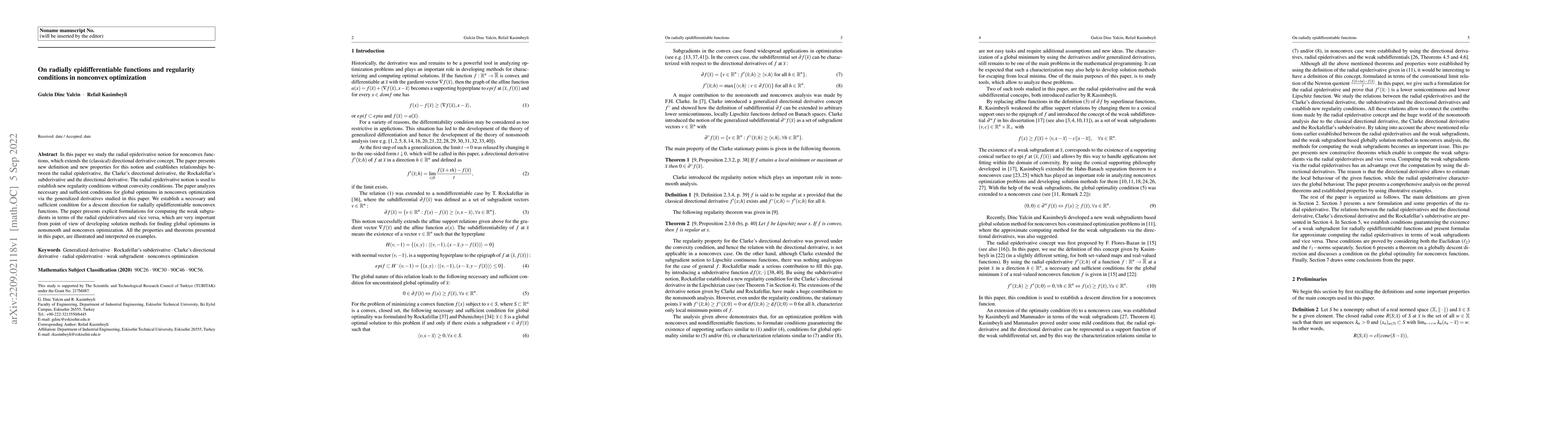 Thumbnail for On radially epidifferentiable functions and regularity conditions in
  nonconvex optimization