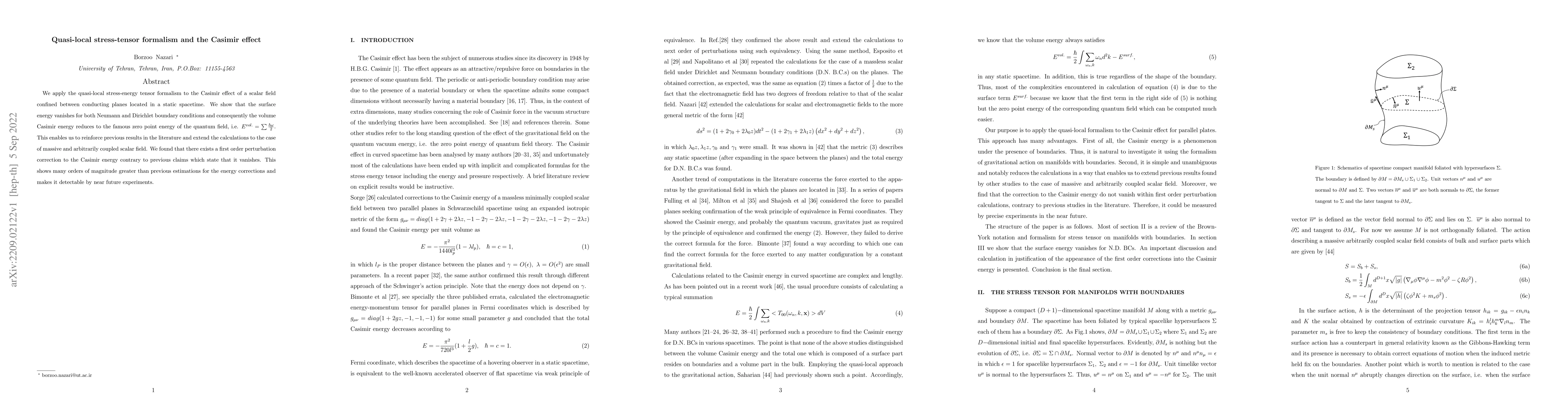 Thumbnail for Quasi-local stress-tensor formalism and the Casimir effect