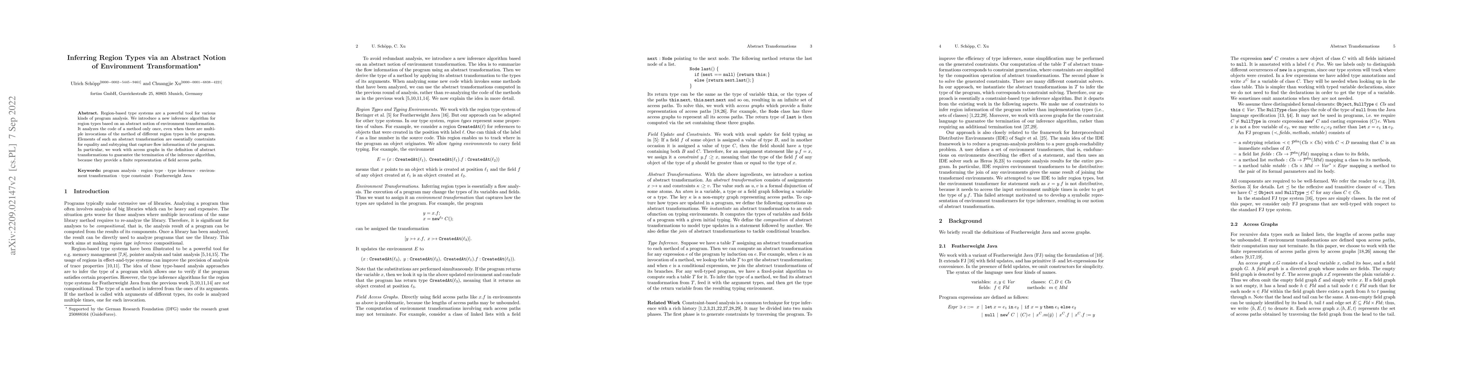 Thumbnail for Inferring Region Types via an Abstract Notion of Environment
  Transformation