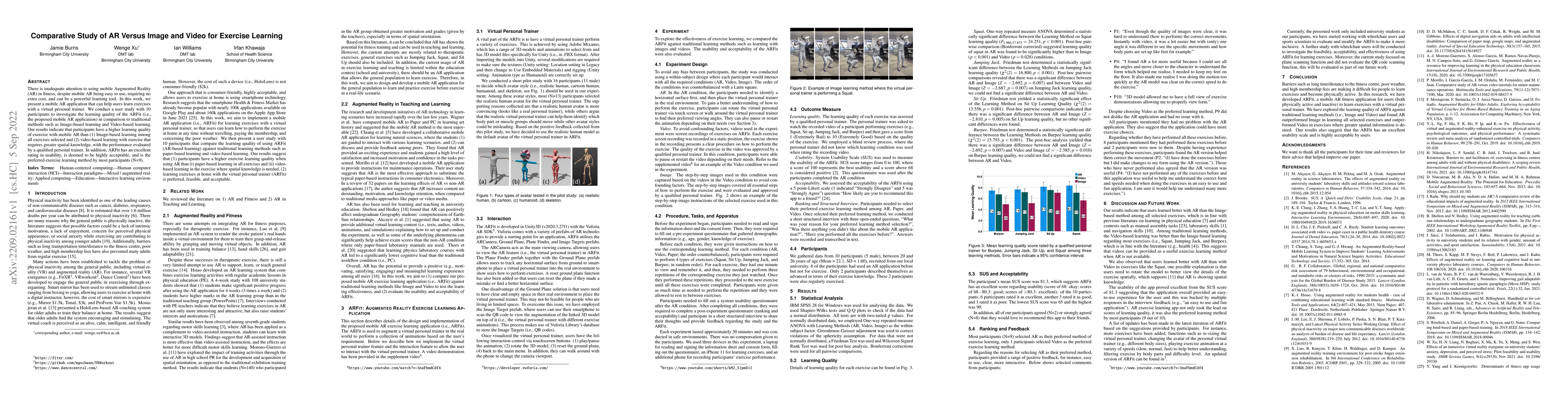 Thumbnail for Comparative Study of AR Versus Image and Video for Exercise Learning