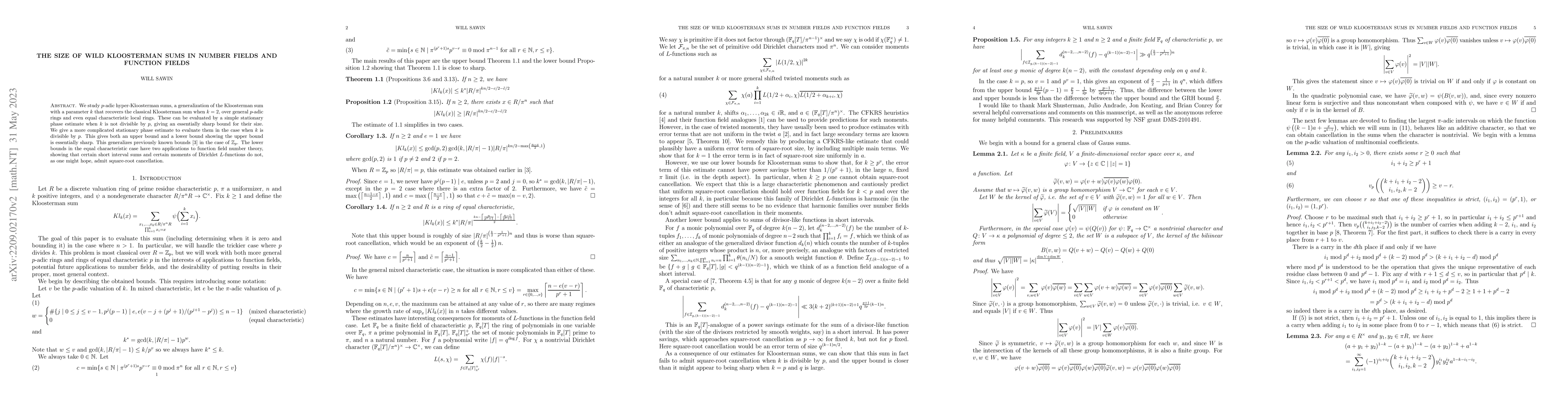 Thumbnail for The size of wild Kloosterman sums in number fields and function fields