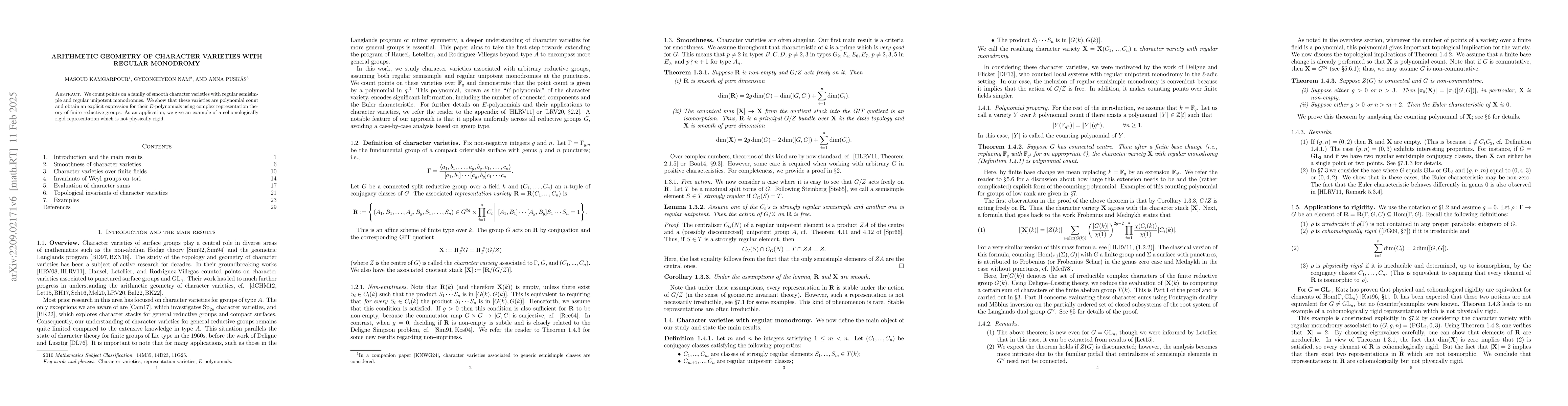 Thumbnail for Arithmetic geometry of character varieties with regular monodromy, I