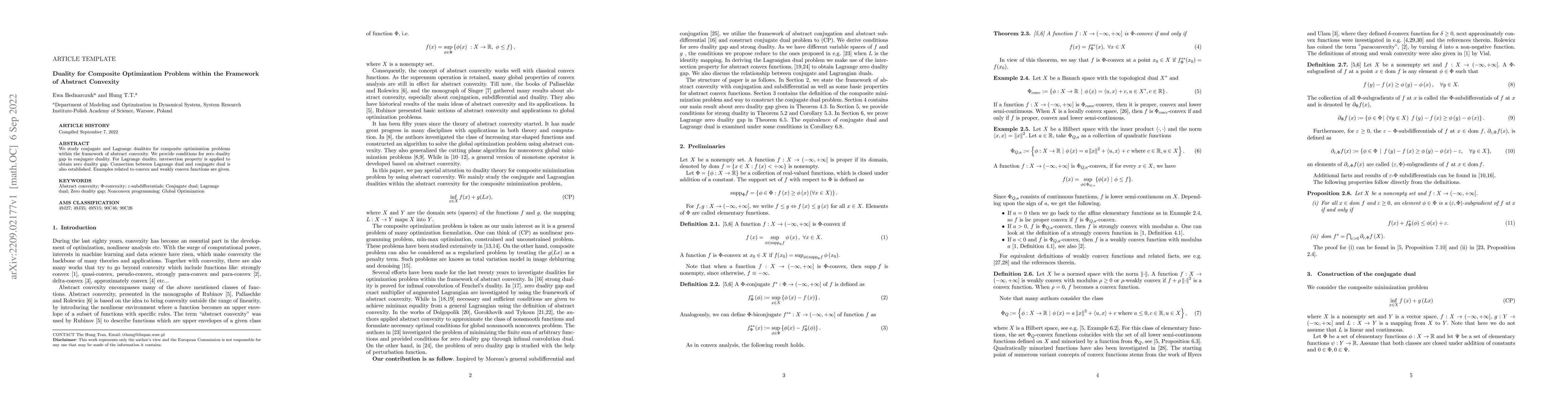 Thumbnail for Duality for Composite Optimization Problem within the Framework of
  Abstract Convexity