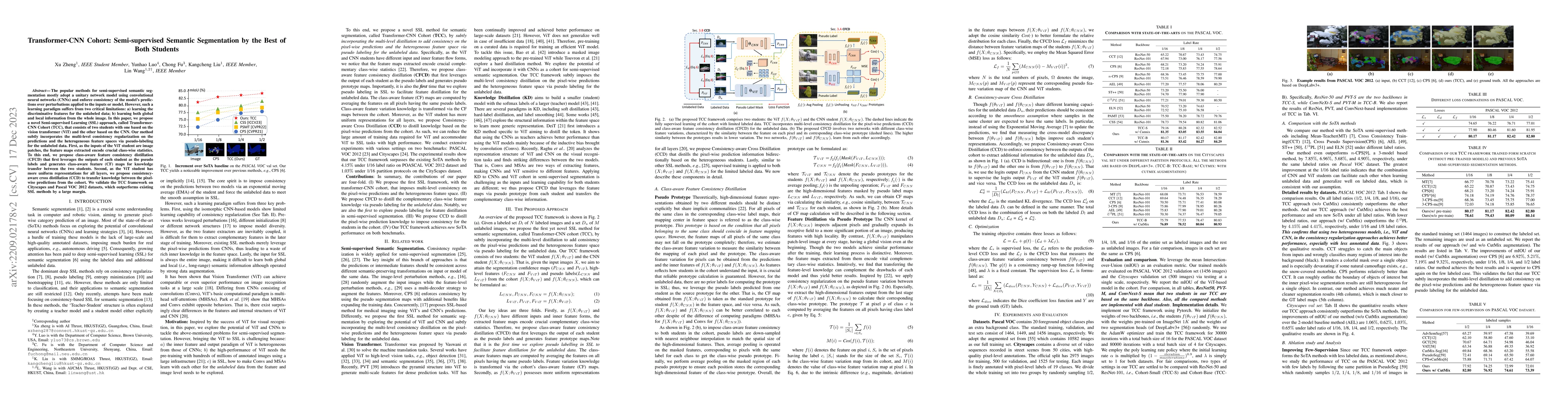 Thumbnail for Transformer-CNN Cohort: Semi-supervised Semantic Segmentation by the
  Best of Both Students