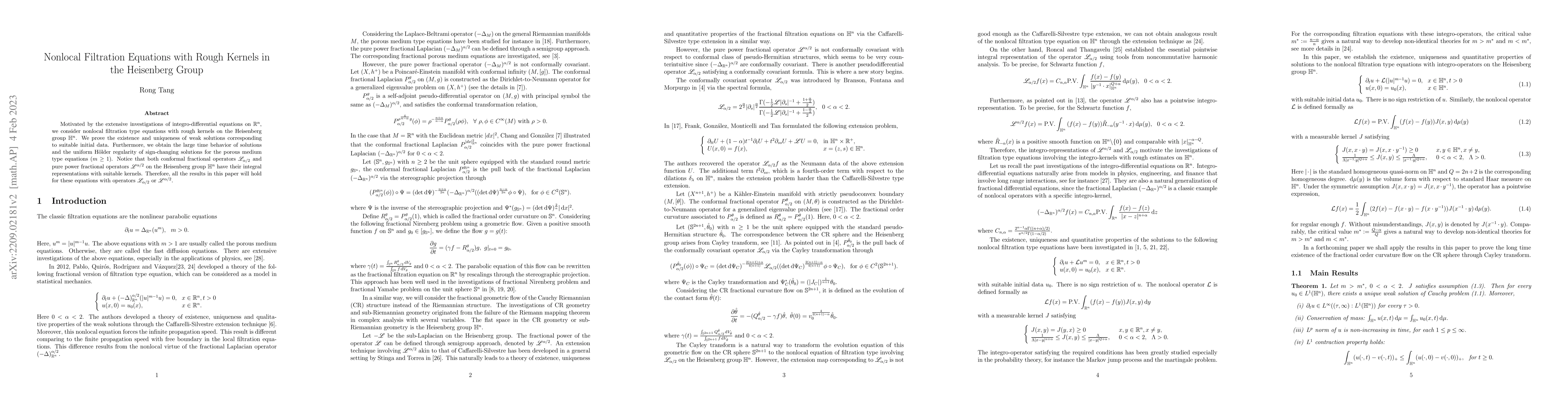 Thumbnail for Nonlocal Filtration Equations with Rough Kernels in the Heisenberg Group