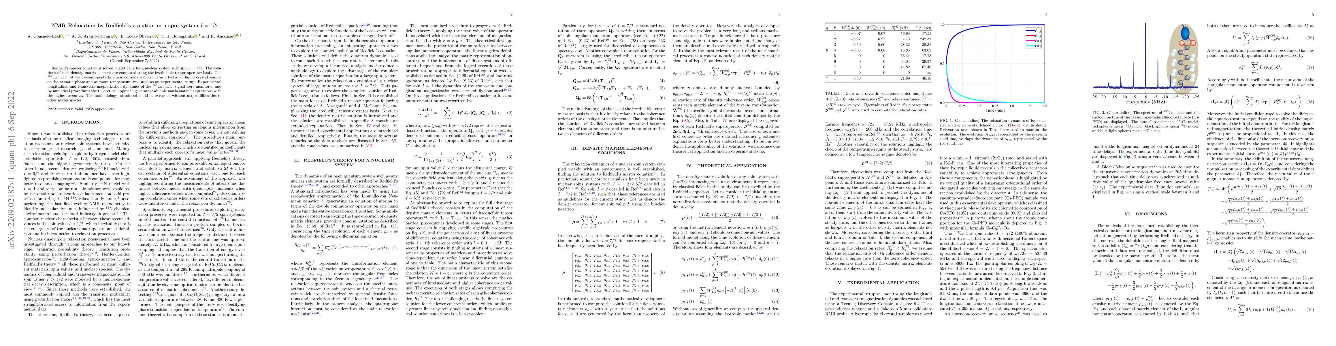 Thumbnail for NMR Relaxation by Redfield's equation in a spin system $I=7/2$