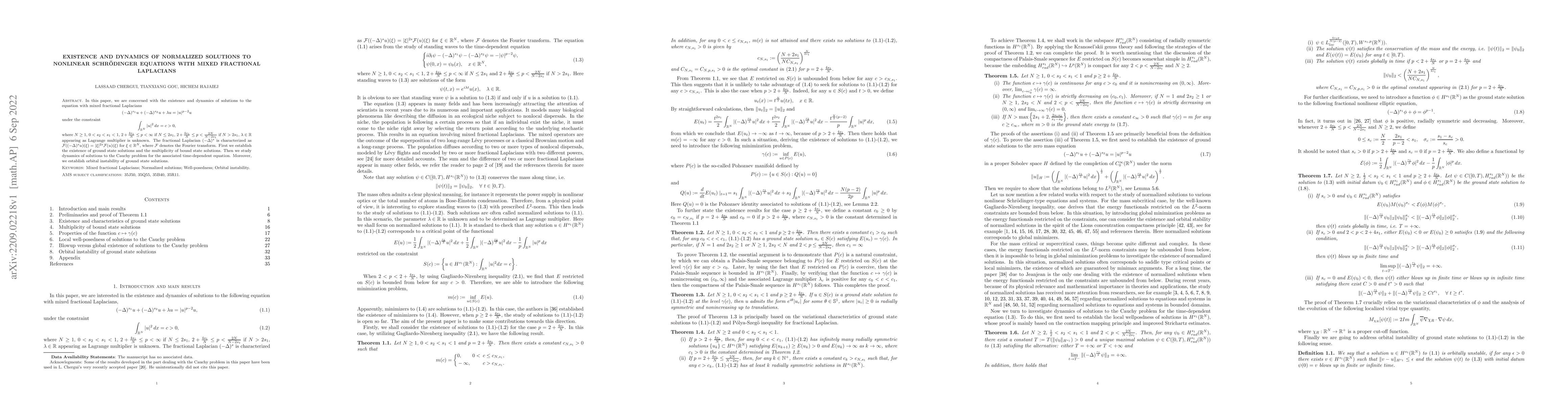 Thumbnail for Existence and dynamics of normalized solutions to nonlinear
  Schr\"{o}dinger equations with mixed fractional Laplacians
