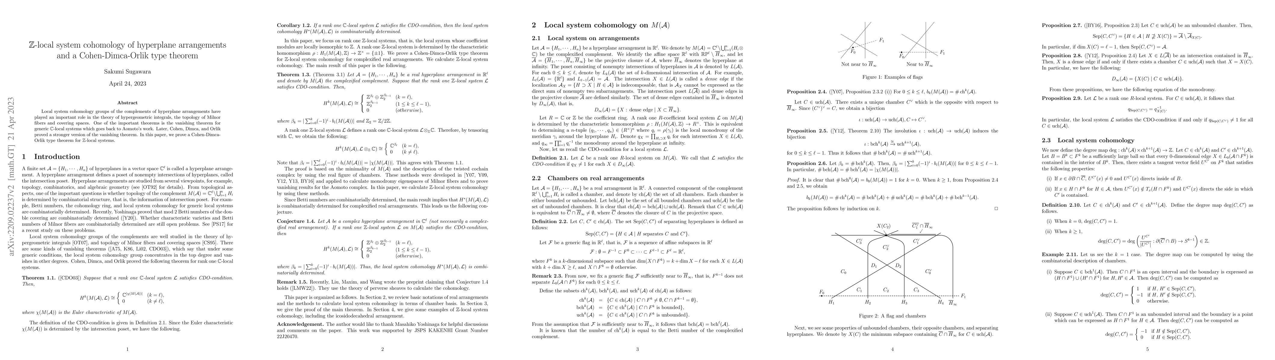 Thumbnail for $\mathbb{Z}$-local system cohomology of hyperplane arrangements and a
  Cohen-Dimca-Orlik type theorem