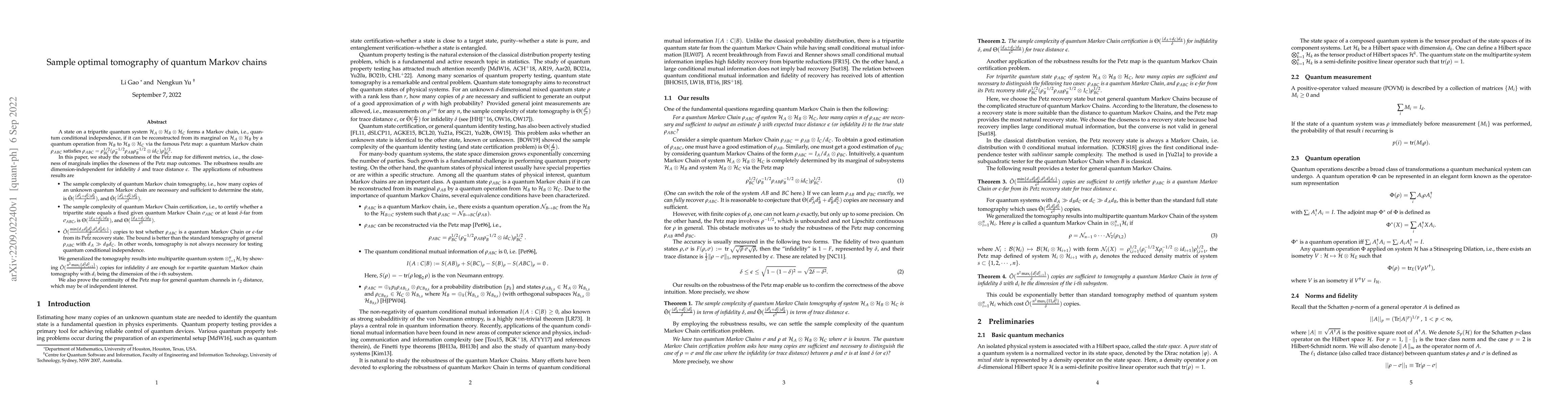 Thumbnail for Sample optimal tomography of quantum Markov chains