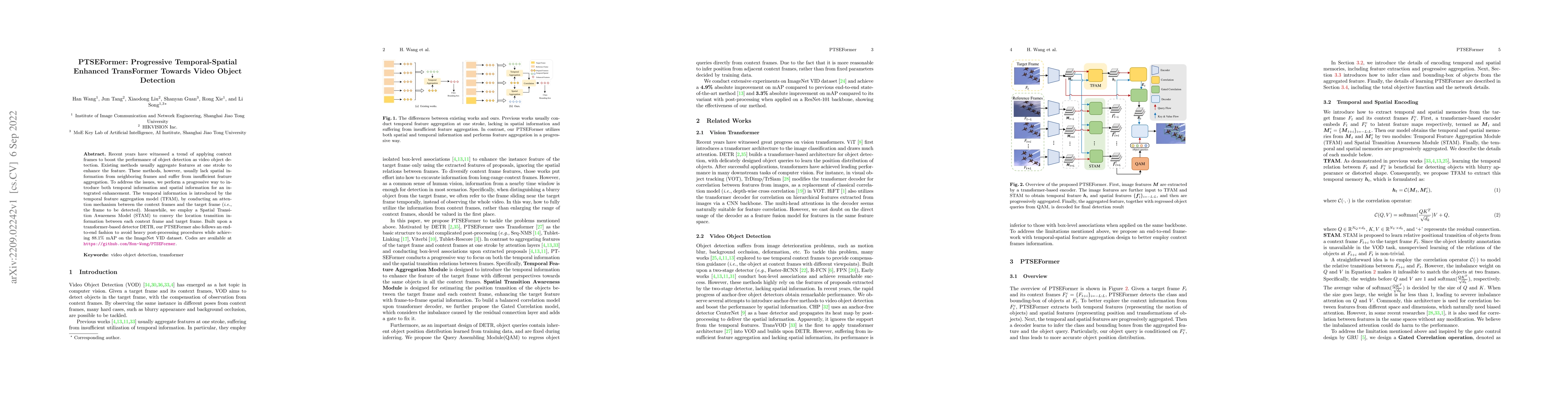 Thumbnail for PTSEFormer: Progressive Temporal-Spatial Enhanced TransFormer Towards
  Video Object Detection