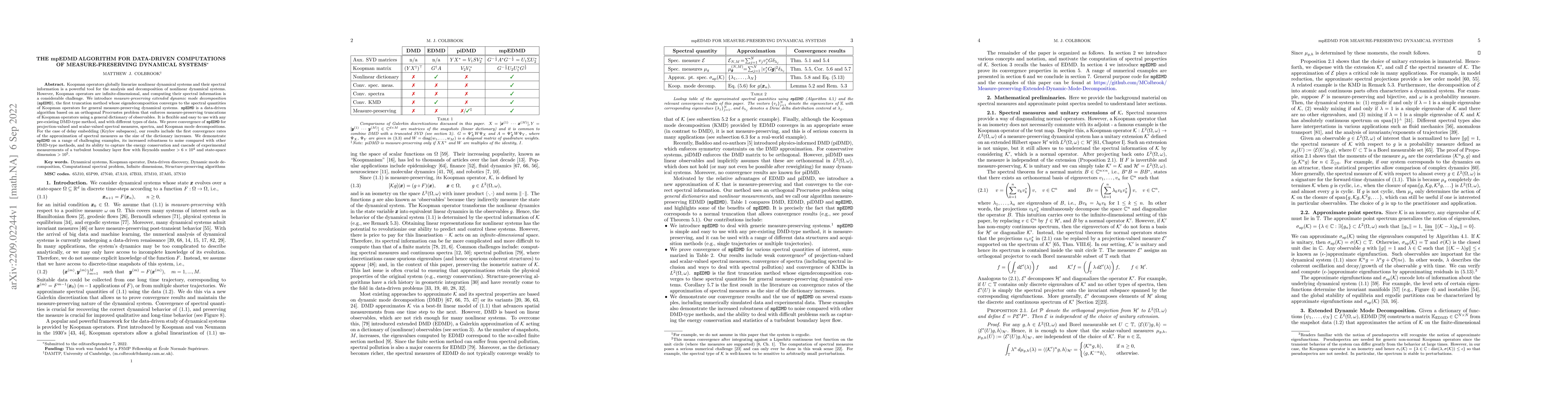 Thumbnail for The mpEDMD Algorithm for Data-Driven Computations of Measure-Preserving
  Dynamical Systems