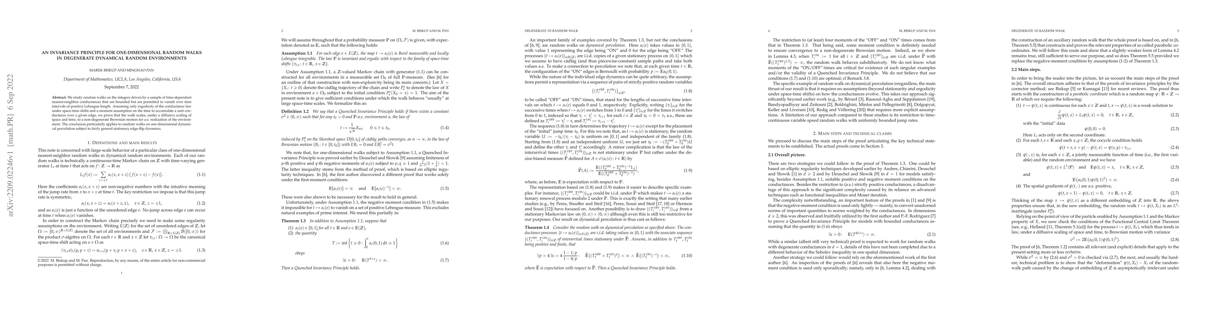 Thumbnail for An invariance principle for one-dimensional random walks in degenerate
  dynamical random environments