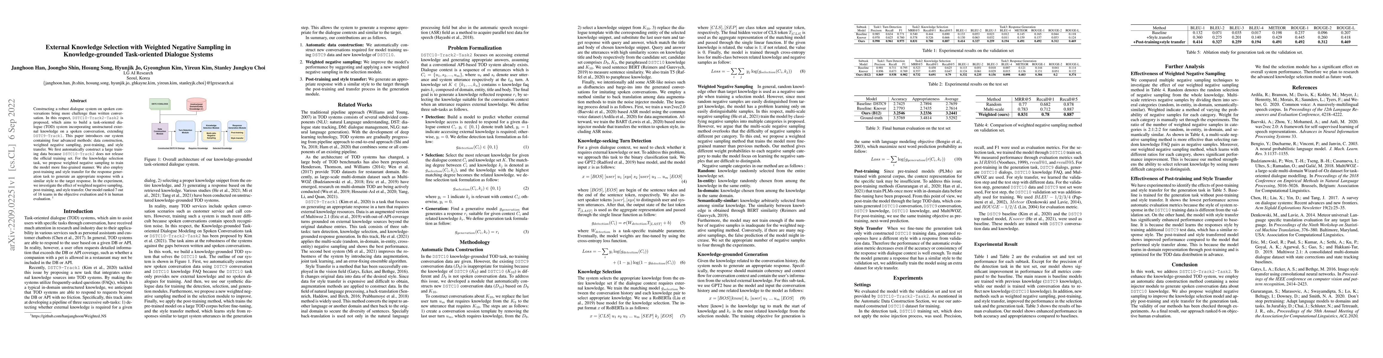 Thumbnail for External Knowledge Selection with Weighted Negative Sampling in
  Knowledge-grounded Task-oriented Dialogue Systems