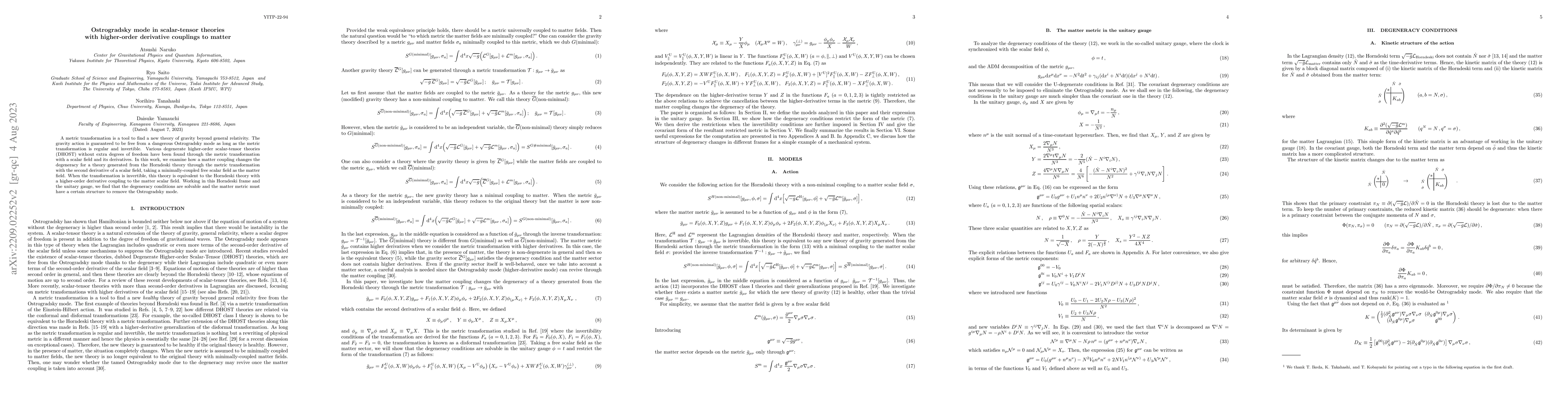 Thumbnail for Ostrogradsky mode in scalar-tensor theories with higher-order derivative
  couplings to matter